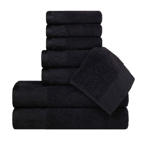 Cotton Floral Jacquard Towel Set 8-Piece - Wisteria