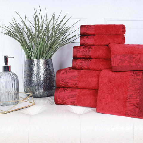 Cotton Floral Jacquard Towel Set 8-Piece - Wisteria