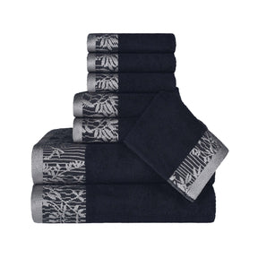 Wisteria Cotton Medium Weight Floral Jacquard Border 8 Piece Towel Set