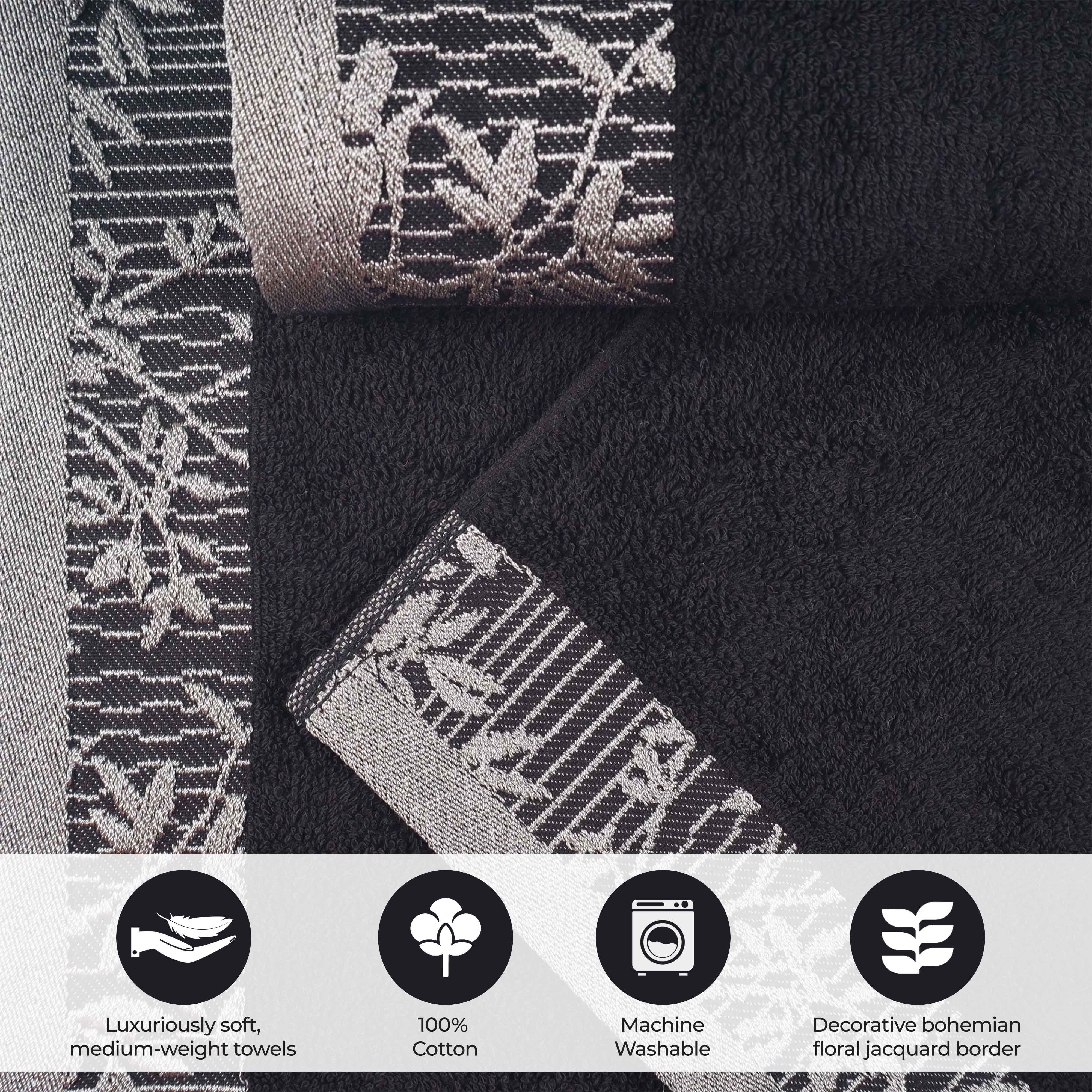 Wisteria Cotton Medium Weight Floral Jacquard Border 8 Piece Towel Set