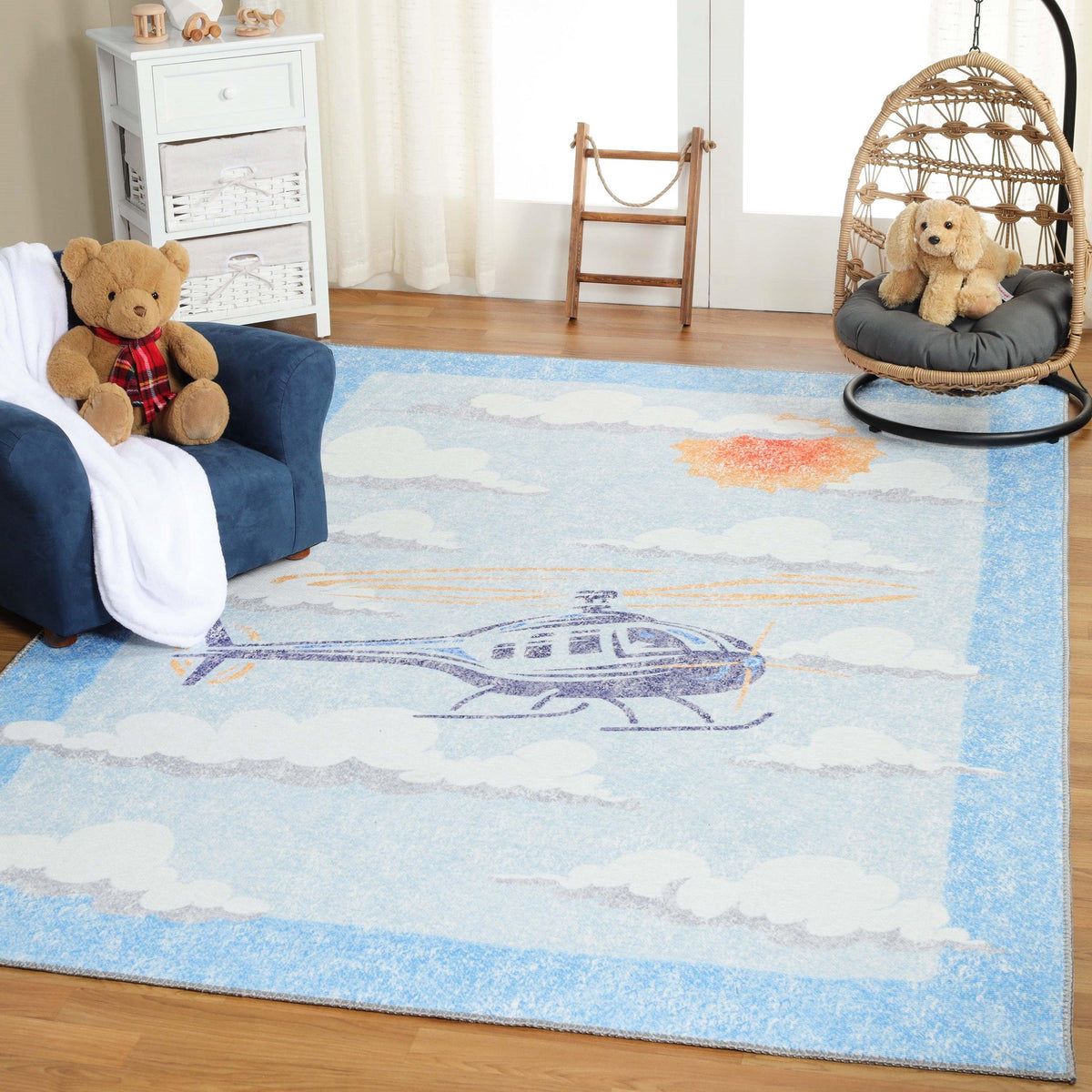 World Traveler Helicopter Kids Rug Indoor Large Area Rugs