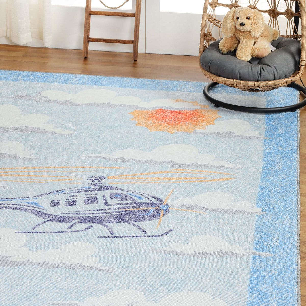 World Traveler Helicopter Kids Rug Indoor Large Area Rugs