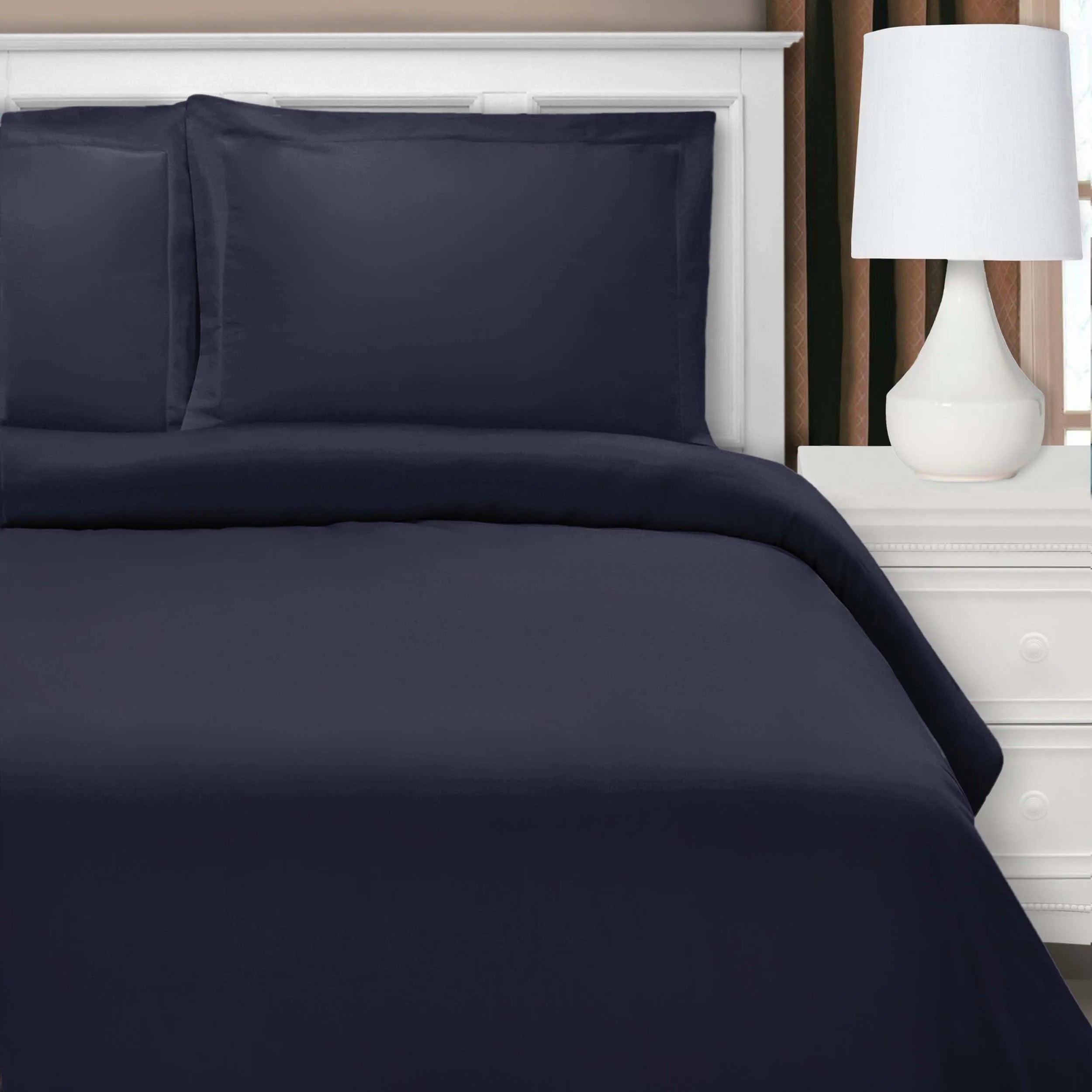 Wrinkle Resistant Cotton Blend Solid Duvet Cover Set