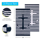 Yacht Club Oversized Egyptian Cotton Beach Towel Set of 2 Piece