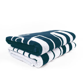 Yacht Club Egyptian Cotton Oversized 2 Piece Beach Towel Set Blue