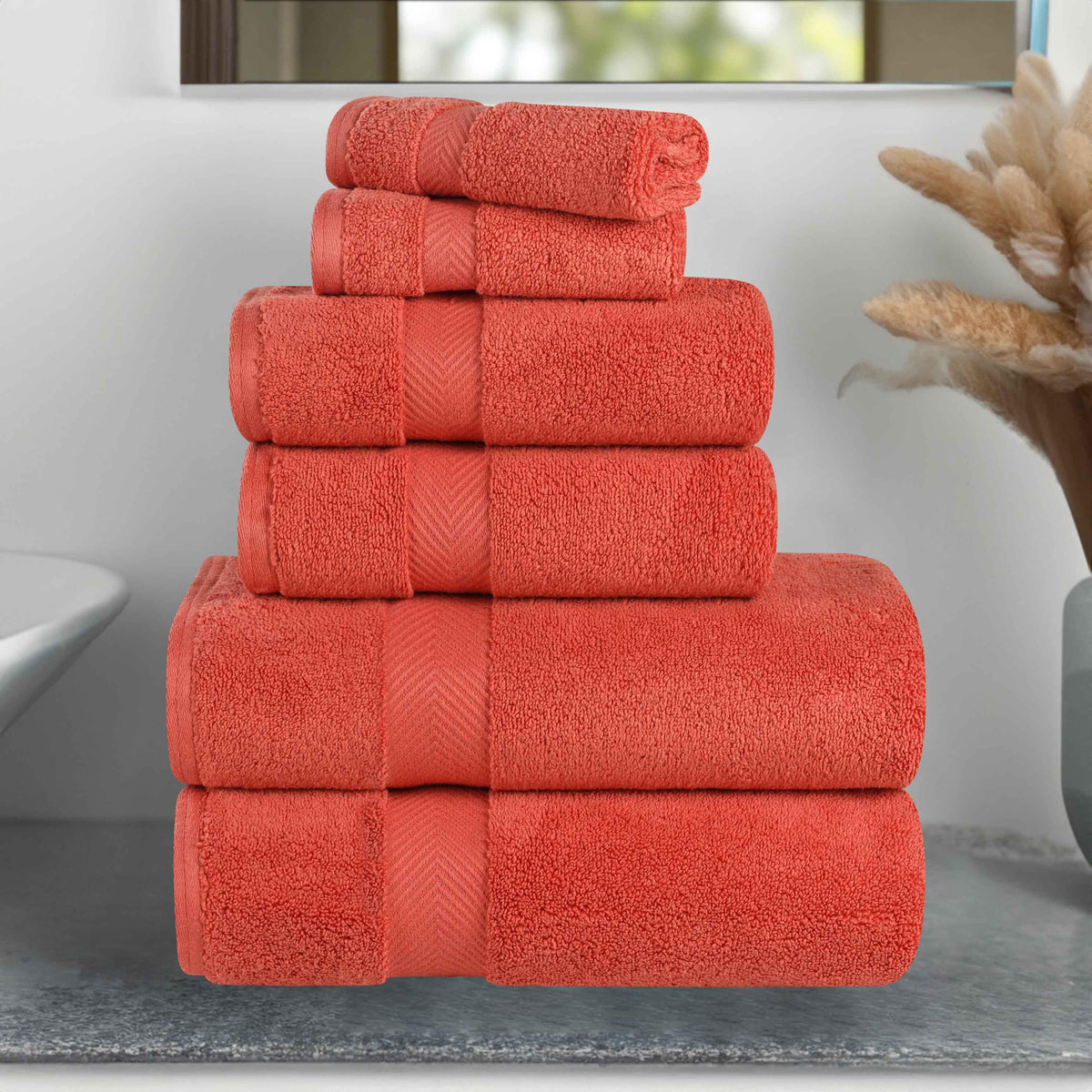 Zero-Twist Cotton Towel Set – 6-Piece Quick-Dry & Absorbent