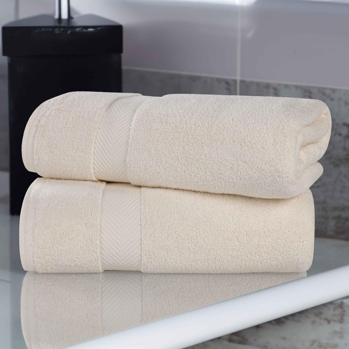 Zero-Twist Cotton Solid Soft Absorbent 2 Piece Bath Sheet Set