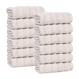 Zuma Zero Twist Cotton Medium Weight Face Towels Washcloths, Set of 12