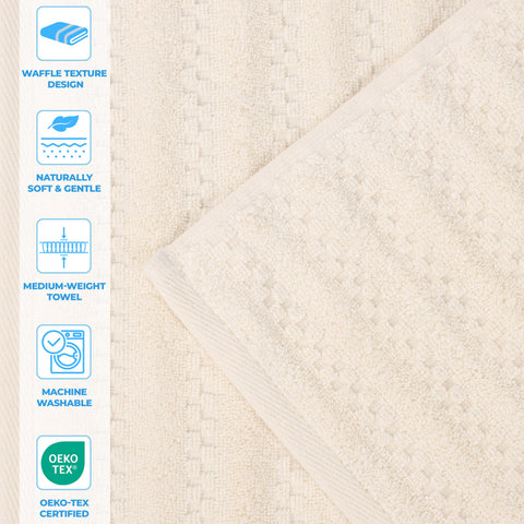 Zuma Zero Twist Cotton Medium Weight Waffle Stripes 3 Piece Towel Set