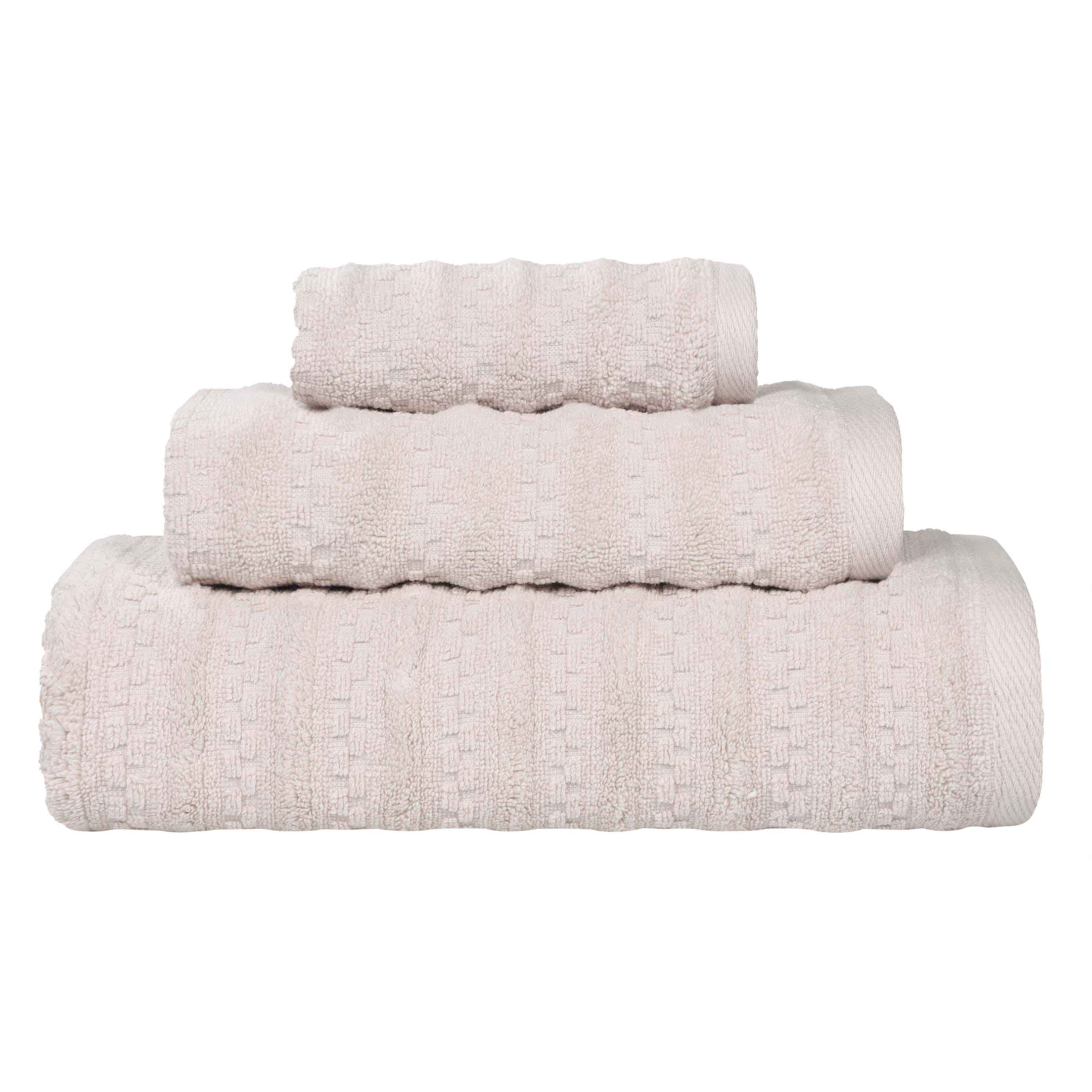 Zuma Zero Twist Cotton Medium Weight Waffle Stripes 3 Piece Towel Set