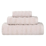 Zuma Zero Twist Cotton Medium Weight Waffle Stripes 3 Piece Towel Set
