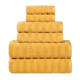 Zuma Zero Twist Cotton Medium Weight Waffle Stripes 6 Piece Towel Set