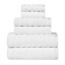 Zuma Zero Twist Cotton Medium Weight Waffle Stripes 6 Piece Towel Set
