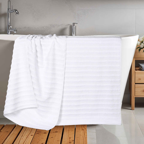 Zuma Zero Twist Cotton Waffle Textured Stripes Bath Sheets, Set of 2