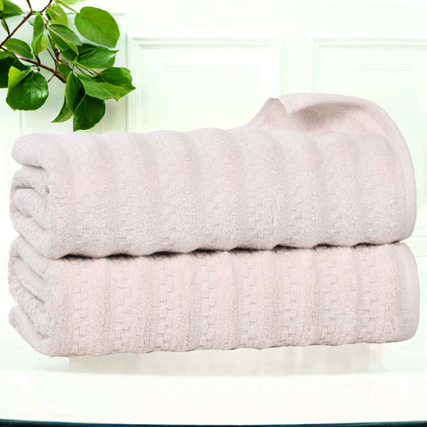 Zero Twist Cotton Waffle Textured Bath Towel Set of 2