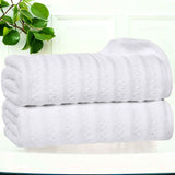 Zero Twist Cotton Waffle Textured Bath Towel Set of 2
