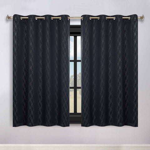 Blackout Window Curtains Zuri Textured Waves Room Darkening Set of 2
