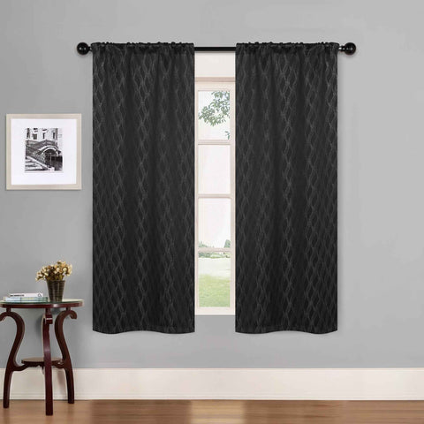 Blackout Window Curtains Zuri Textured Waves Room Darkening Set of 2