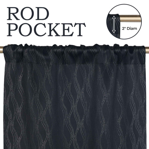Blackout Window Curtains Zuri Textured Waves Room Darkening Set of 2