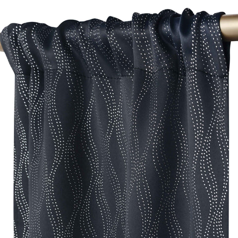 Blackout Window Curtains Zuri Textured Waves Room Darkening Set of 2