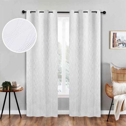 Blackout Window Curtains Zuri Textured Waves Room Darkening Set of 2