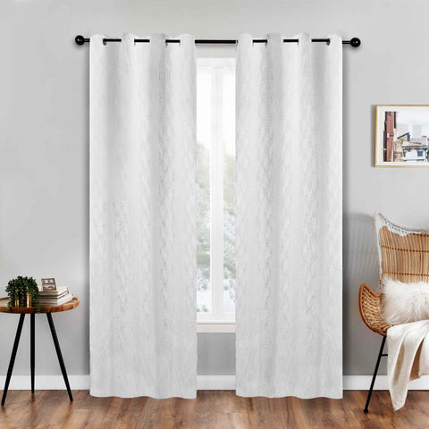 Blackout Window Curtains Zuri Textured Waves Room Darkening Set of 2