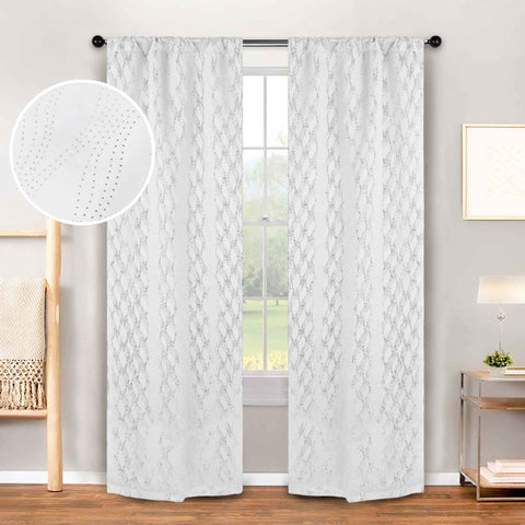 Blackout Window Curtains Zuri Textured Waves Room Darkening Set of 2