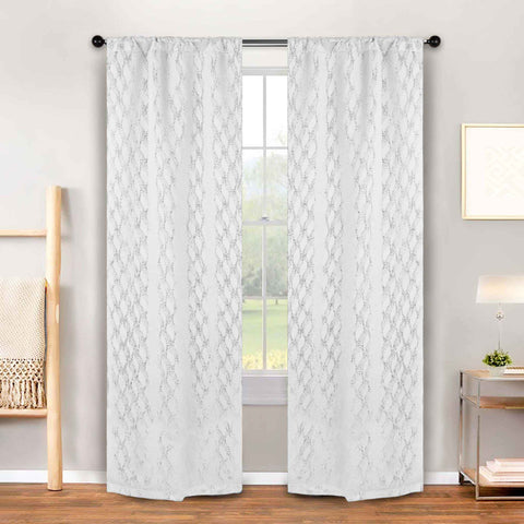 Blackout Window Curtains Zuri Textured Waves Room Darkening Set of 2