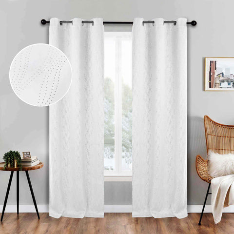 Blackout Window Curtains Zuri Textured Waves Room Darkening Set of 2