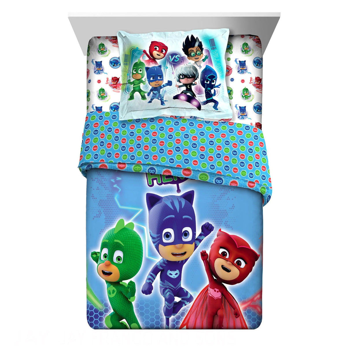 PJ Masks Kids Comforter and Sham 2-Piece Set Twin/Full Reversible - Blue - beddingbag.com