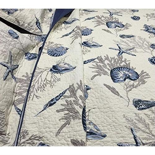 Queen size 100-Percent Cotton 3-Piece Bedspread Quilt Set Ocean Beach Sea Shells Marine Starfish - beddingbag.com