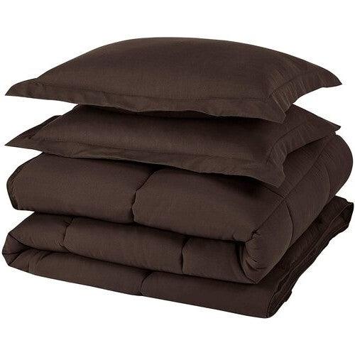 Queen Size Reversible Microfiber Down Alternative Comforter Set in Brown - beddingbag.com
