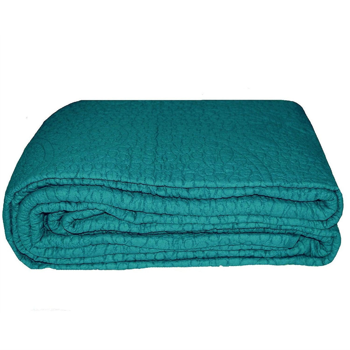 Full / Queen size 100% Cotton Quilted Bedspread in Turquoise - beddingbag.com