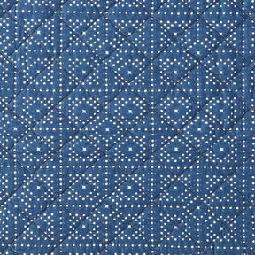 Full Queen Blue White Dots and Stripes 100-Percent Cotton Reversible Quilt Set