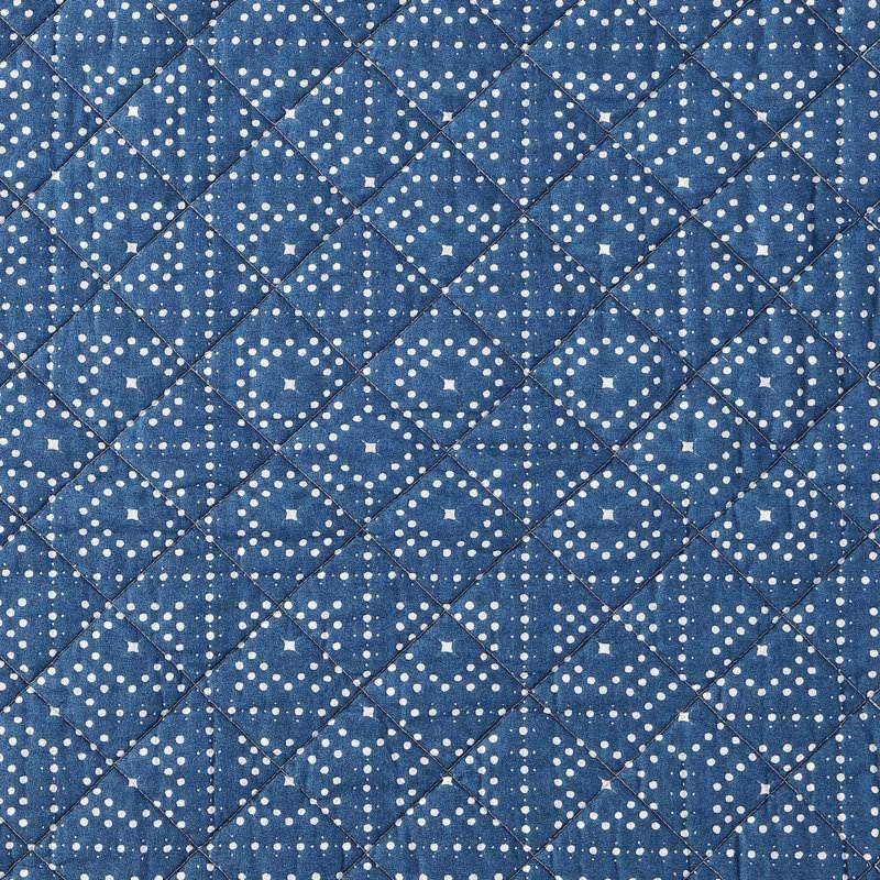 Full Queen Blue White Dots and Stripes 100-Percent Cotton Reversible Quilt Set