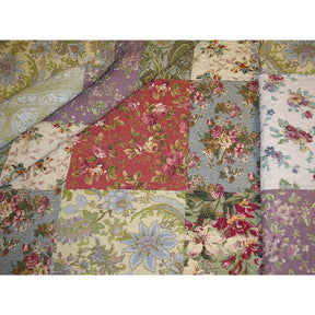 Red Green Blue Purple Yellow White 100-Percent Cotton Floral Patchwork Quilt Throw Blanket