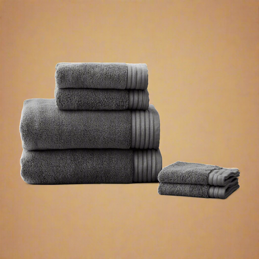 Luxury Bath Towel Set in Charcoal Dark Grey Egyptian Cotton