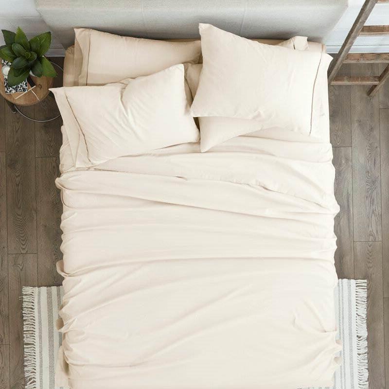 Queen size Ivory Beige 6-Piece Wrinkle Resistant Microfiber/Polyester Sheet Set