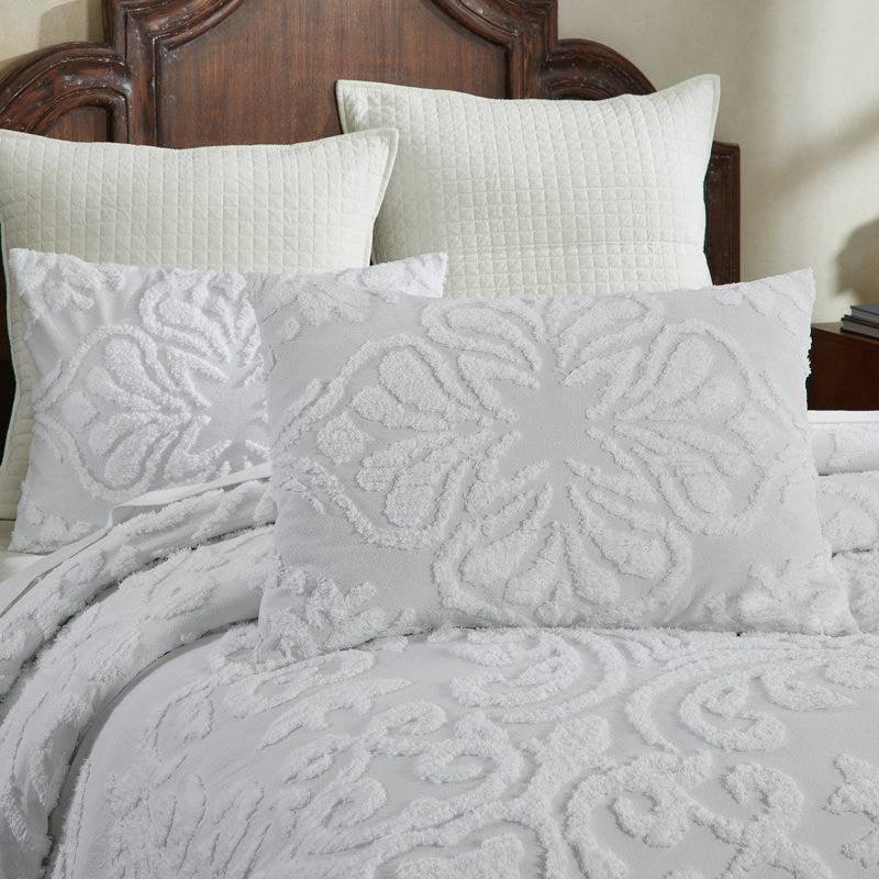 King Size 100-Percent Cotton Chenille 3-Piece Coverlet Bedspread Set in White