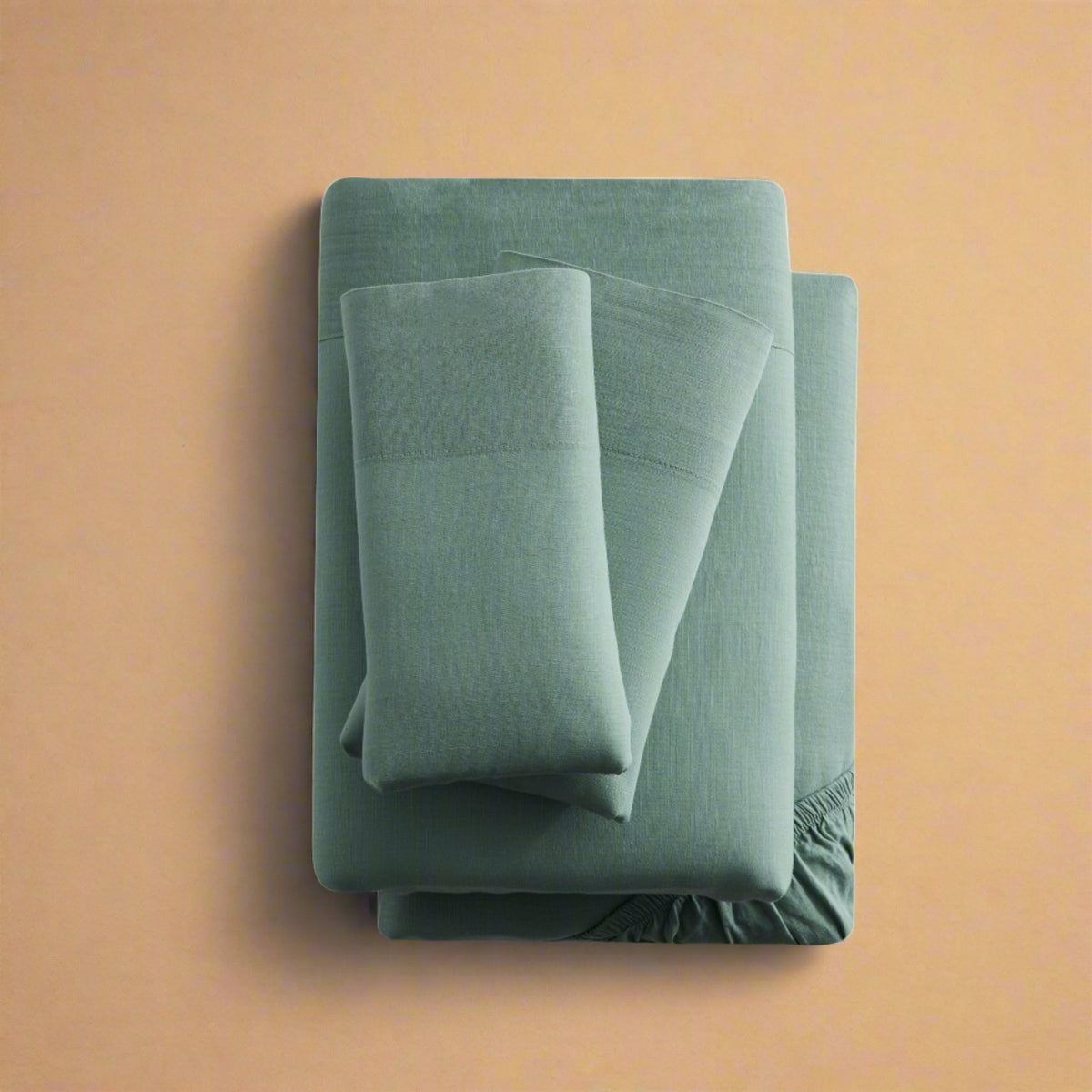 Malouf Linen-Weave Cotton Sheet Set - SAGE - beddingbag.com