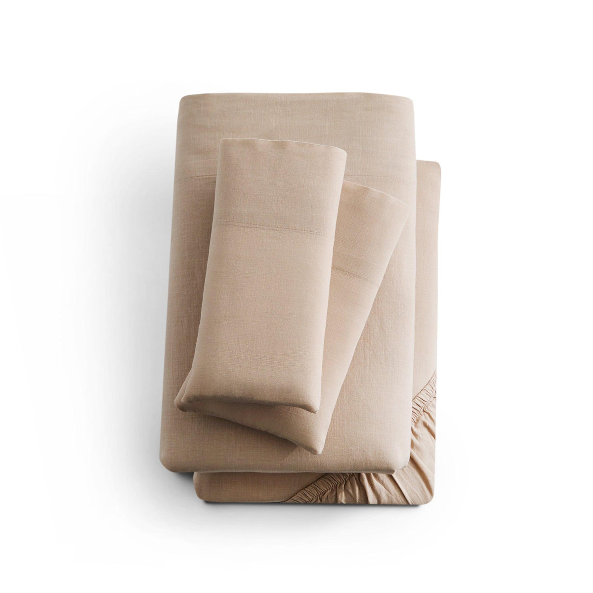 Malouf Linen-Weave Cotton Sheet Set - SAND - beddingbag.com