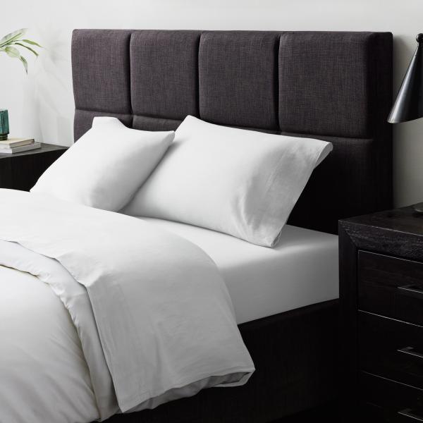 Malouf Linen-Weave Cotton Sheet Set - WHITE - beddingbag.com