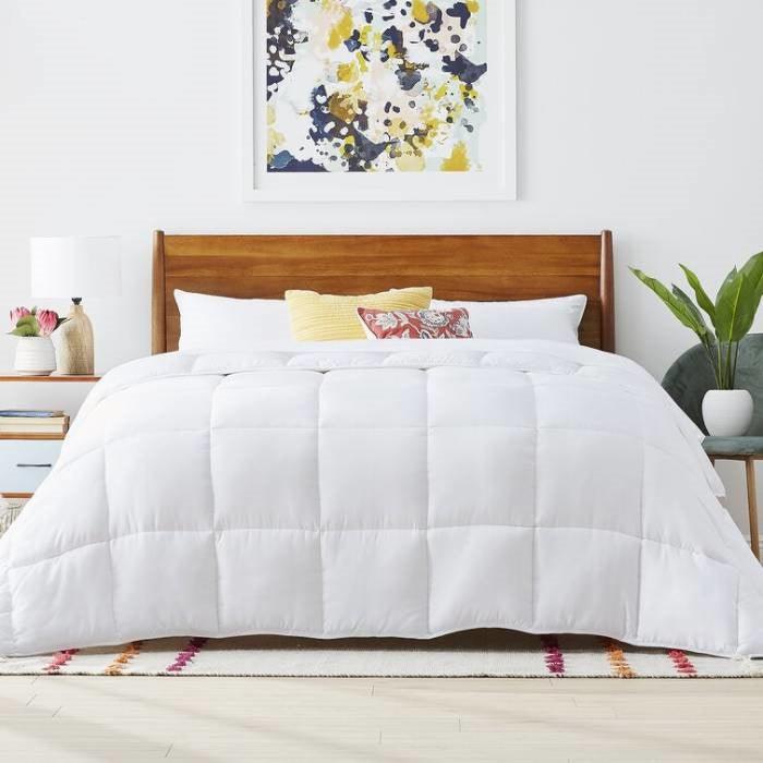 Queen Size Cozy All Seasons Plush White Polyester Down Alternative Comforter