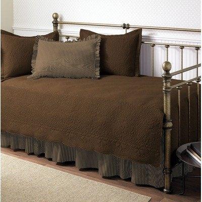 Chocolate 5-Piece Daybed Set with Quilt, Shams, and Bed Skirt