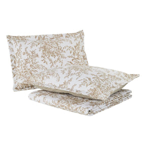 King size 3 Piece Bed-in-a-Bag Bohemian Tan Beige Floral Cotton Quilt Set