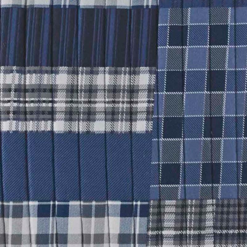 Twin Size 100-Percent Cotton Reversible 2 Piece Blue Patchwork Quilt Set