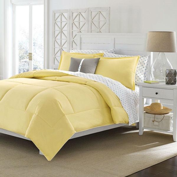 Twin size Cotton Comforter in Solid Yellow - Machine Washable